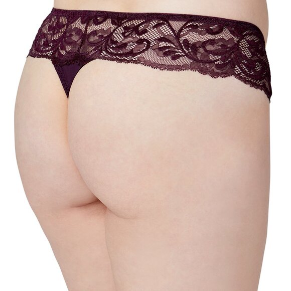 Set of 3! Thongs Large Panties Bramour Tribeca L FITS 29-30" Lace Brief Burgundy - Picture 3 of 16